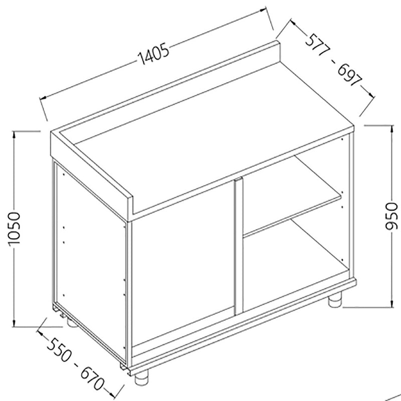 Diamond LL90SX/5 Back Cabinet Angular Left Neutral - With Service Tablet