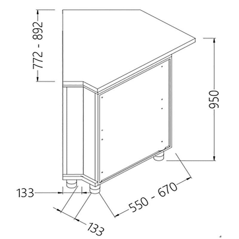 Diamond CC45X/5 Neutral Bar Counter Units_Cashier Section 45° (Closed)