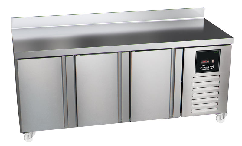 Sterling Pro Green SNI-7-180-30-SB 3 Door Counter Freezer with 100mm Splashback, 452 Litres