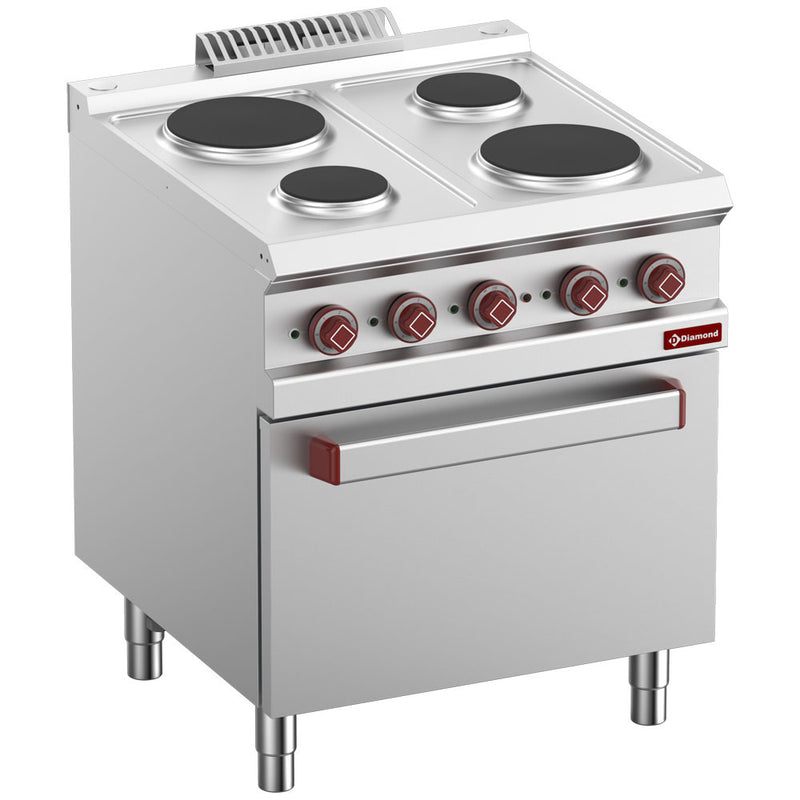 Diamond E7/4PF7-N 4 Rounded Hobs Freestanding Electric Range Cooker on Electric Oven, 13.5kW