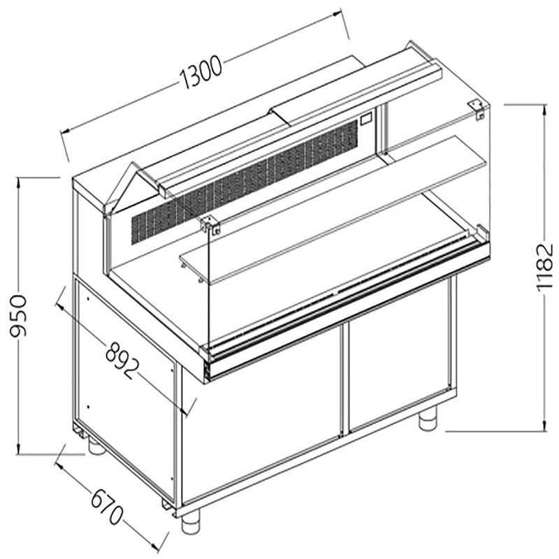 Diamond SB13X Patisserie Display Counter, 1300mm