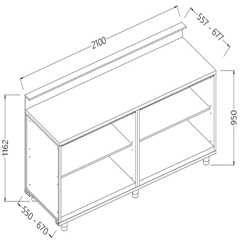 Diamond BB21X/5 Neutral Bar Counter Units With Fitting For Service Top