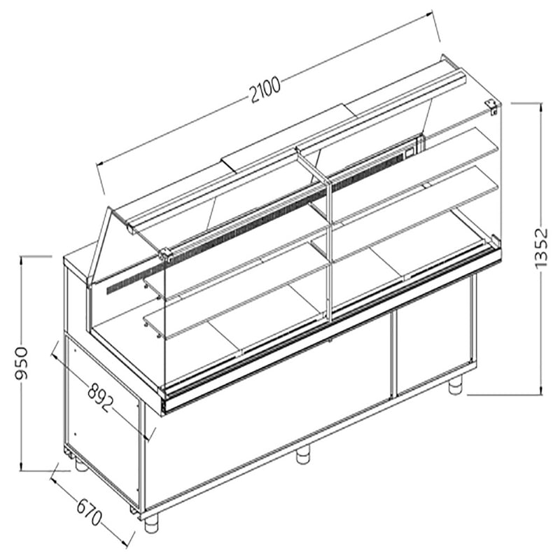 Diamond VA21XR/R Snack Patisserie Display Counter with Understorage, 2100mm