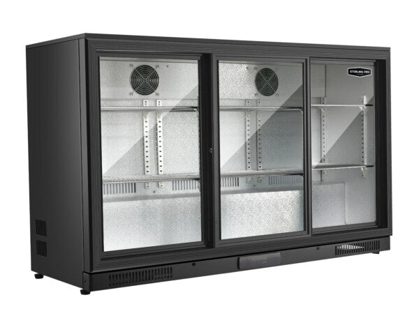 Sterling Pro Green SP3HC-LOW-BS Sliding Triple Door Low Height Bottle Cooler, 274 x 330ml Bottles