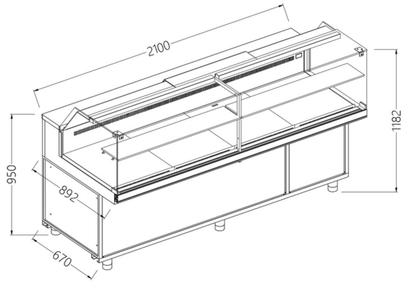 Diamond PB21X Display Counter Neutral X Bakery En & Gn, Low Glass