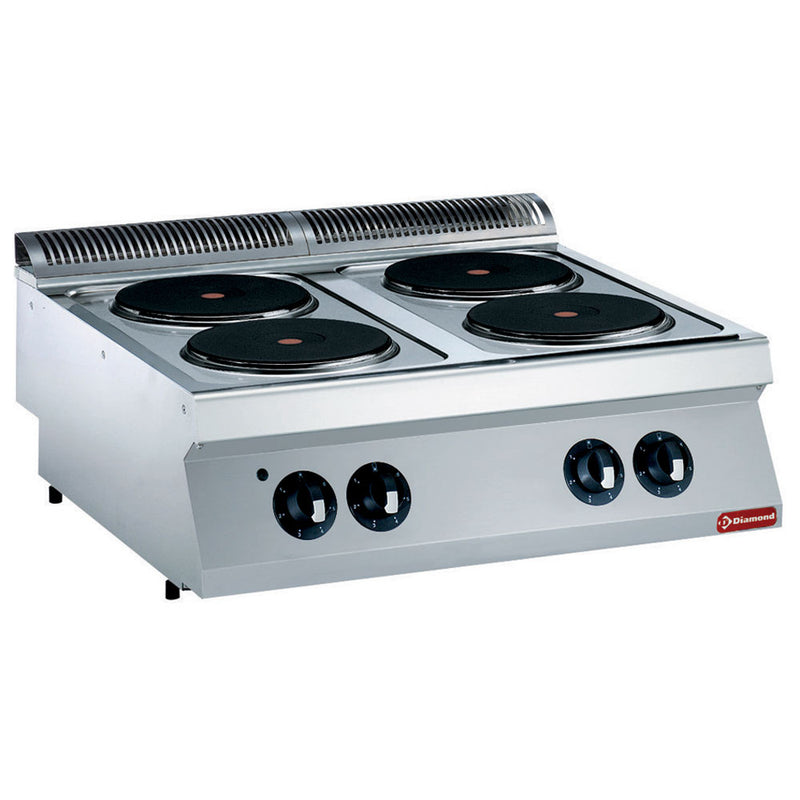 Diamond E17/4P8T-N 4 Rounded Hobs Countertop Electric Range Cooker, 10.4kW