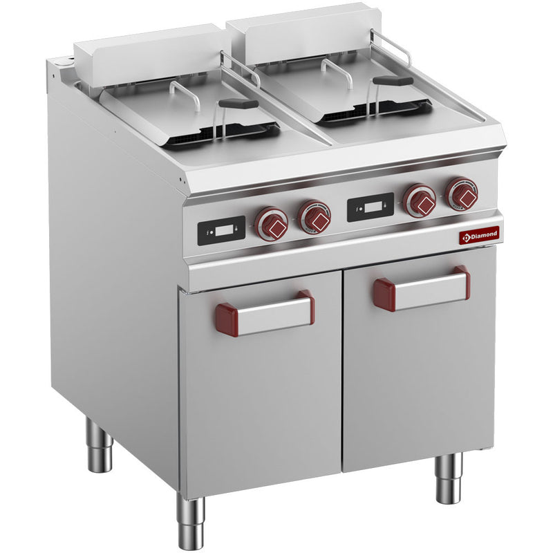 Diamond E7/F26A7-ND Double Basket Freestanding Electric Fryer on Neutral Closed Cupboard, 18kW