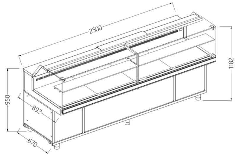 Diamond PB25X Display Counter Neutral X Bakery En & Gn, Low Glass