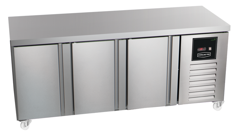 Sterling Pro Green SPI-6-200-30-NS Stainless Steel 3 Door Fridge Counter, 600mm Deep