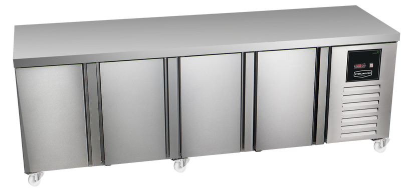 Sterling Pro Green SPI-6-250-40-NS Stainless Steel 4 Door Fridge Counter, 600mm Deep
