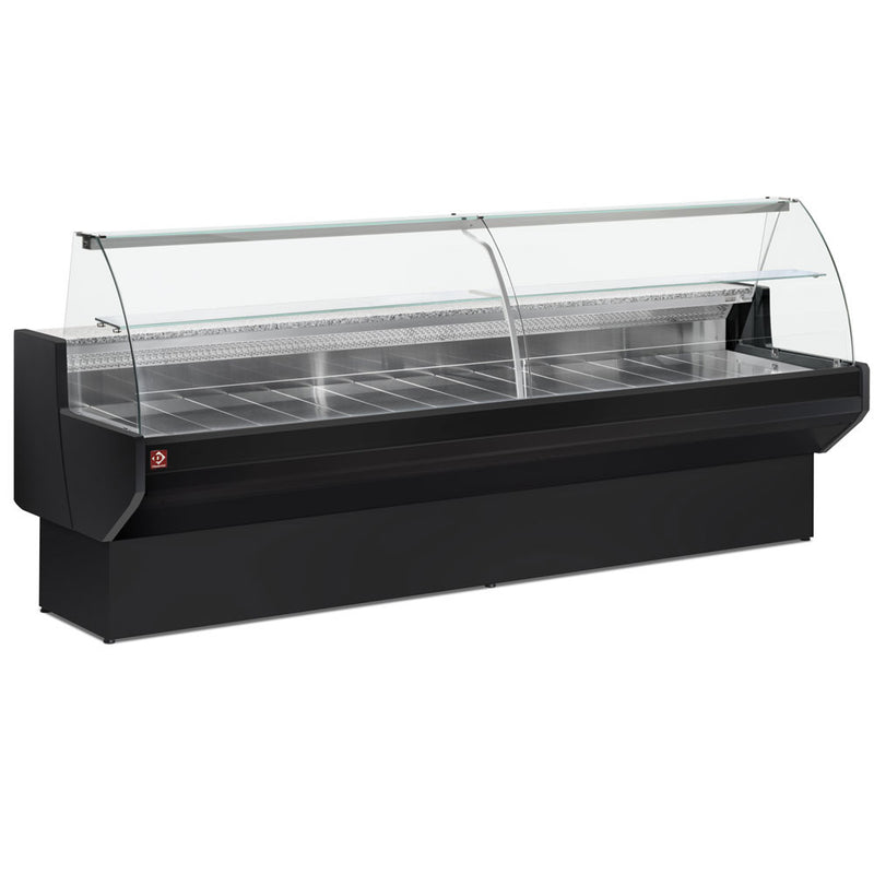 Diamond ML20/B5-VV/R2 Black Refrigerated Curved Serveover Counter with Understorage, 2000mm