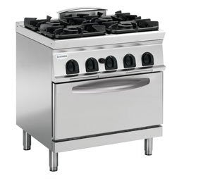 Tecnoinox PFG8V9 Heavy duty 4 burner range with electric fan oven