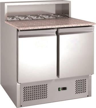 Chefs Range PSH900 - 2 Door Pizza Prep counter with granite top - 5 x 1/6gn containers