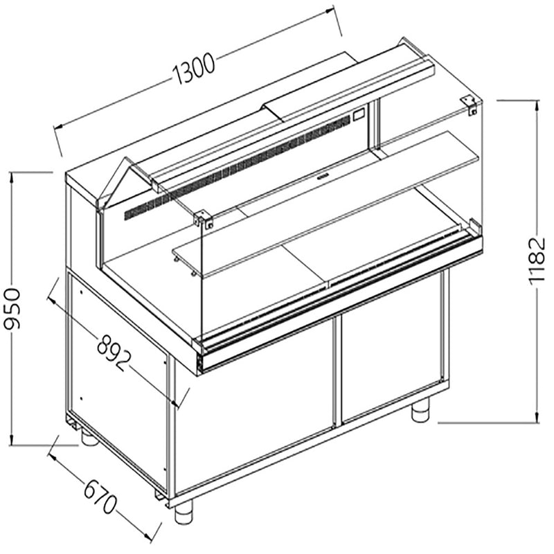 Diamond VB13X Patisserie Display Counter, 1300mm