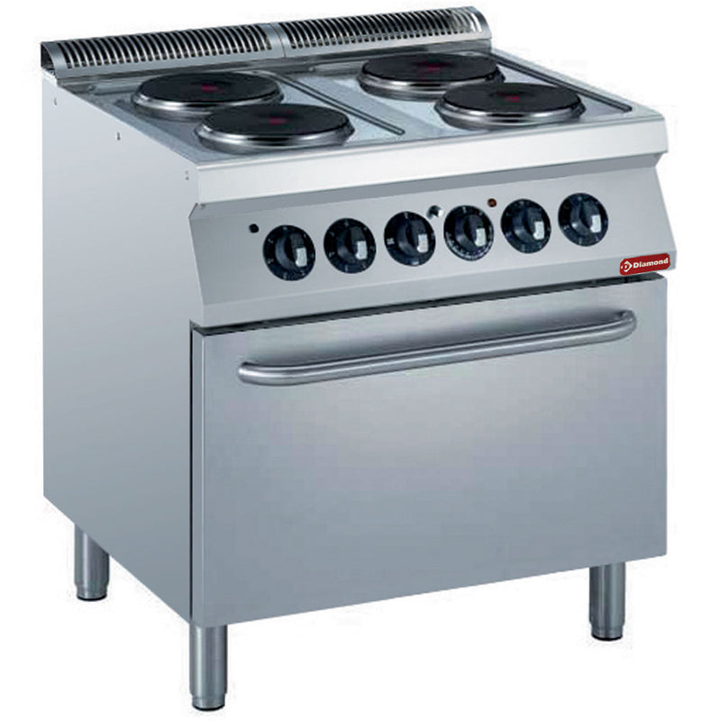 Diamond E17/4PF8-N 4 Rounded Hobs Freestanding Electric Range Cooker on Electric Oven, 16.4kW