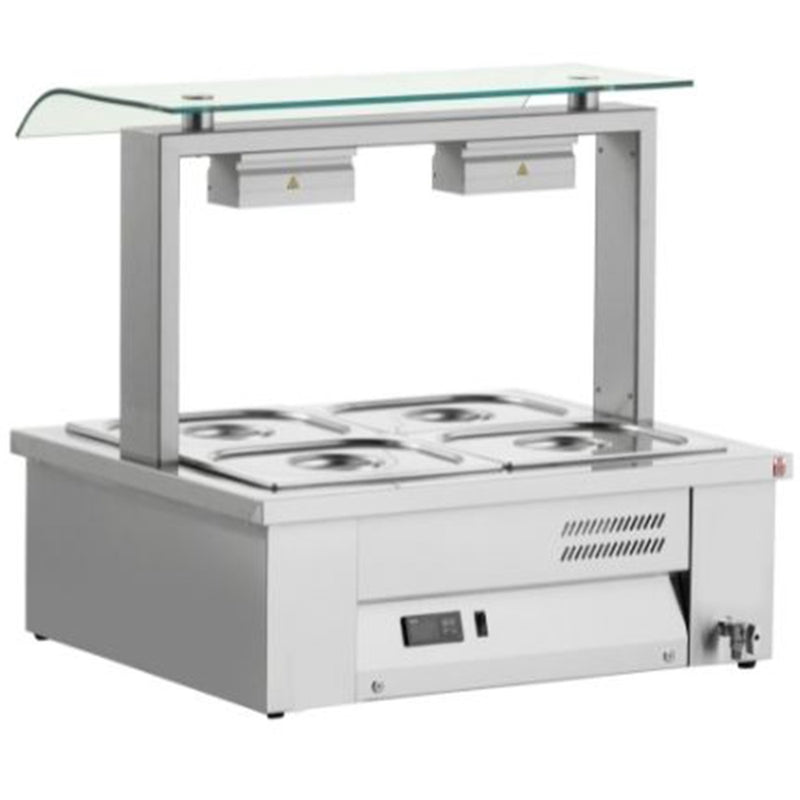 INOMAK Counter Top Bain Marie With Sneeze Guard 2x GN1/1