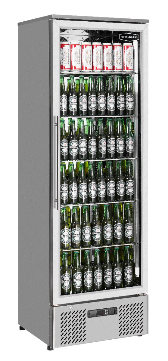 Sterling Pro Green SP110-STS Single Door Stainless Steel Upright Bottle Cooler, 293 Litres