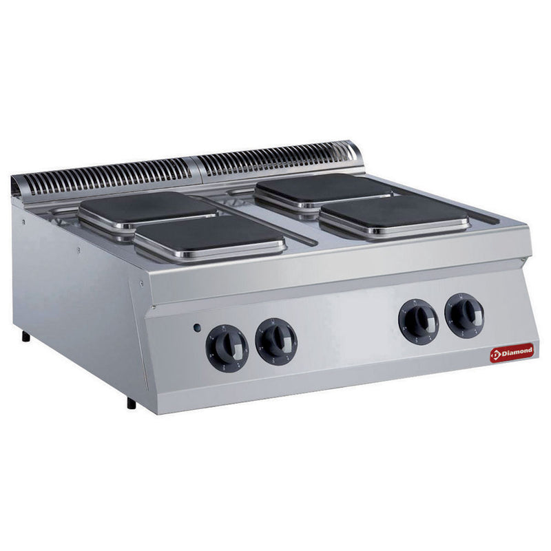 Diamond E17/4PQ8T-N 4 Squared Hobs Countertop Electric Range Cooker, 10.4kW