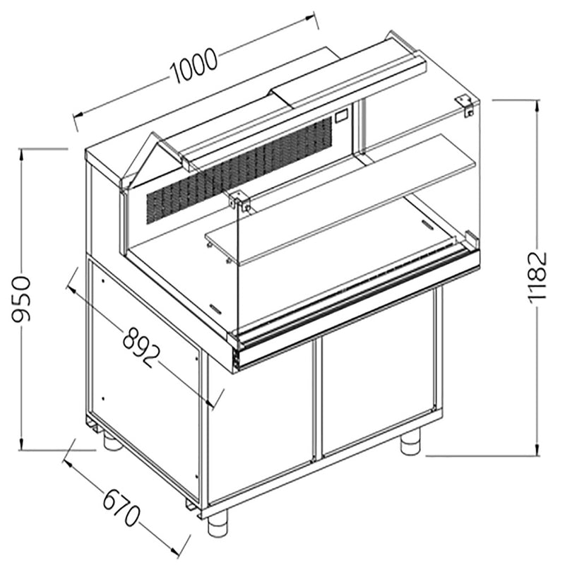 Diamond CFB10X Refrigerated & Heated Display Counter without Understorage, 1000mm