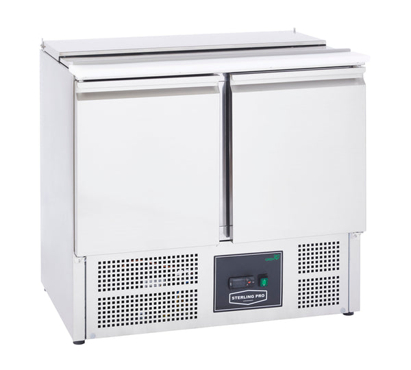 Sterling Pro Cobus SPU200SL 2 Door Hinged Lid & Chop Board Saladette Counter, 240 Litres