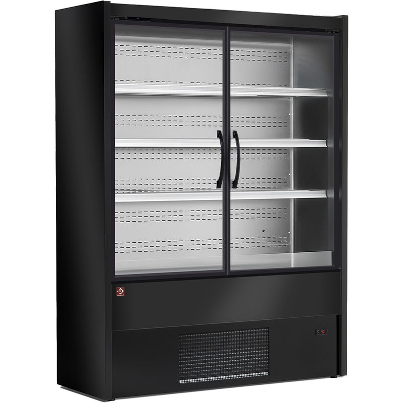 Diamond PD12/B5-R2C Ventilated refrigerated wall unit with glass sliding doors - BLACK