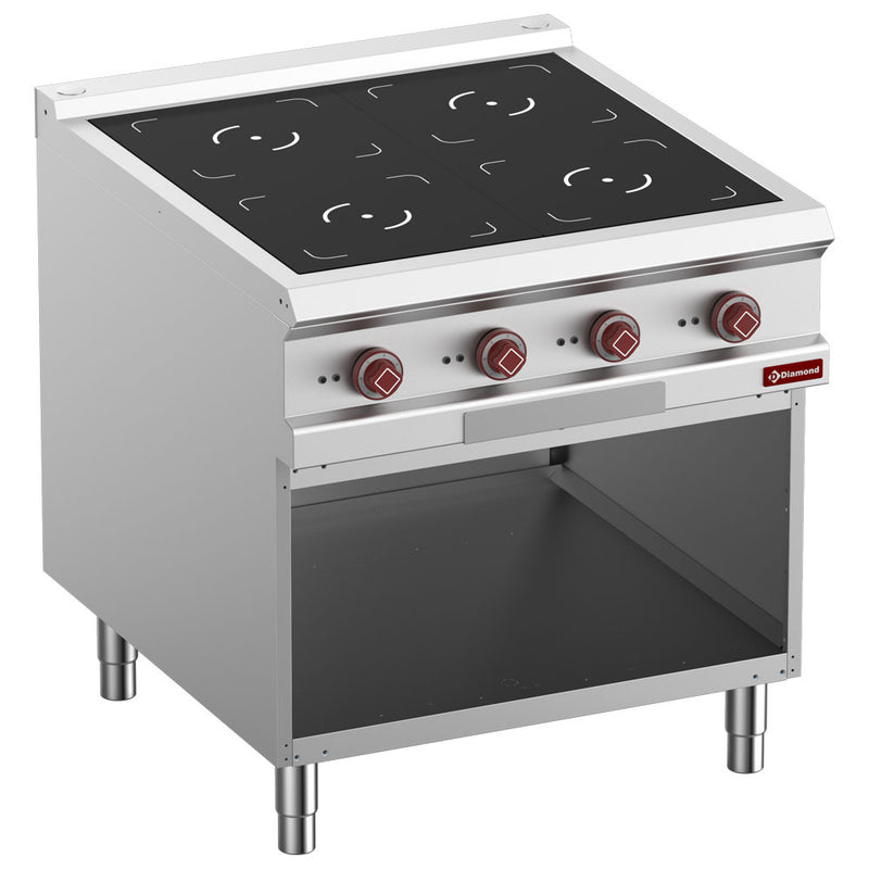 Diamond E9/4IDA8-N 2 Induction Hearths Freestanding Electric Range Cooker on Neutral Open Cupboard, 20kW