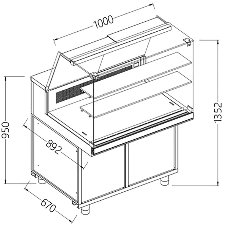 Diamond CFA10X Refrigerated & Heated Display Counter without Understorage, 1000mm