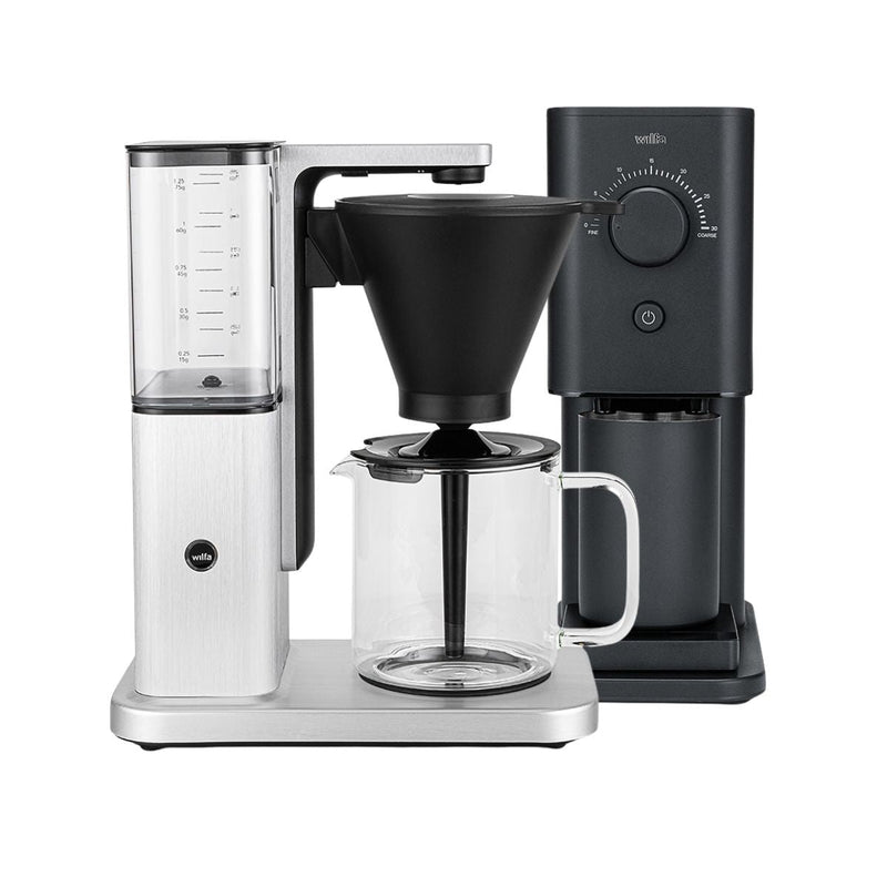 Wilfa Zense Alux Coffee Maker (Brushed Aluminium) and Zense Coffee Grinder Bundle