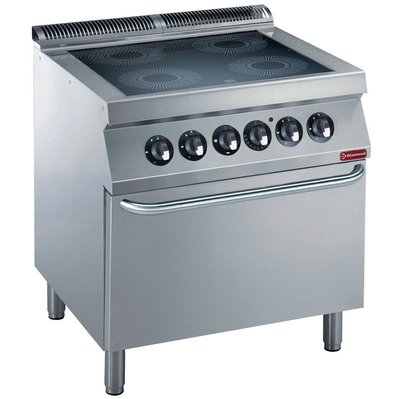 Diamond E17/4VCF8-N 4 Vitroceramics Plates Freestanding Electric Range Cooker on Electric Oven, 14.8kW