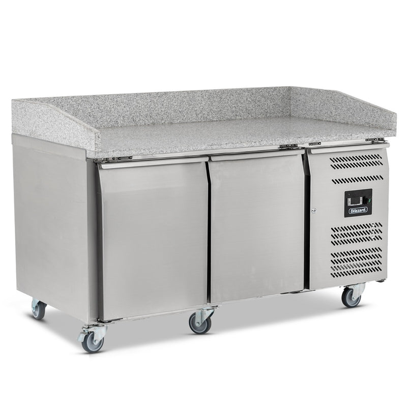 BLIZZARD Double Hinged Door Pizza Prep Counter with Granite Worktop