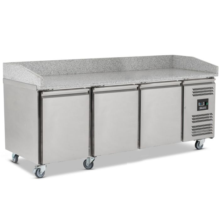 BLIZZARD Triple Hinged Door Pizza Prep Counter with Granite Worktop