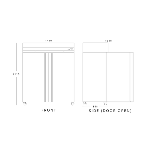 INOMAK DOUBLE DOOR Heavy Duty 2/1 Freezer 1432L
