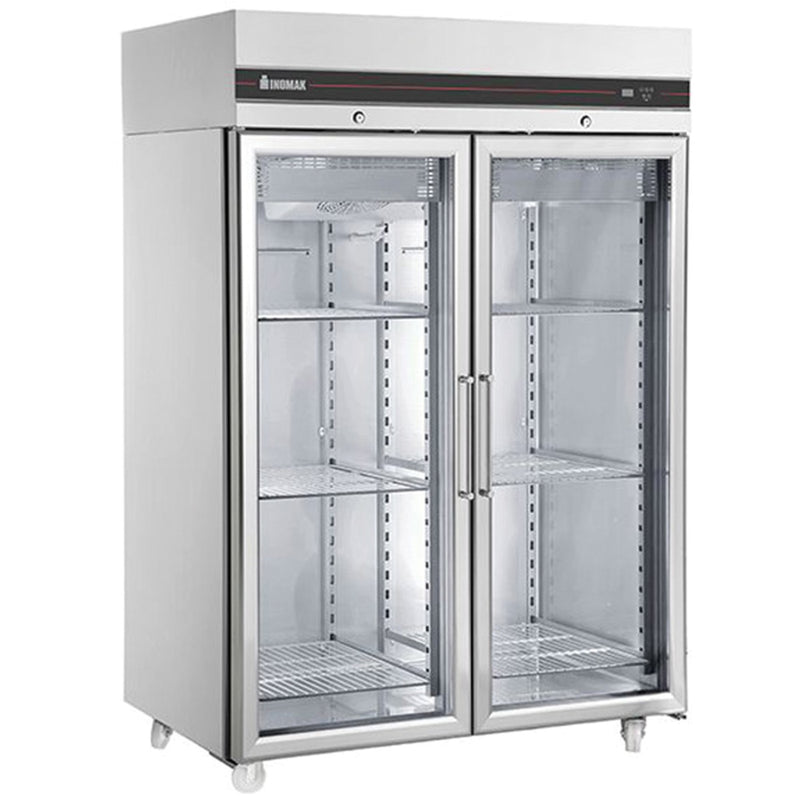 INOMAK Upright Double Hinged Glass Door Heavy Duty Refrigerator