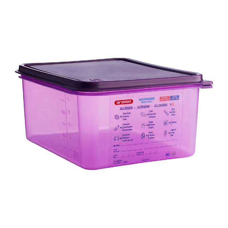 Araven Allergen Polypropylene 1/2 Gastronorm Food Container Purple 10Ltr