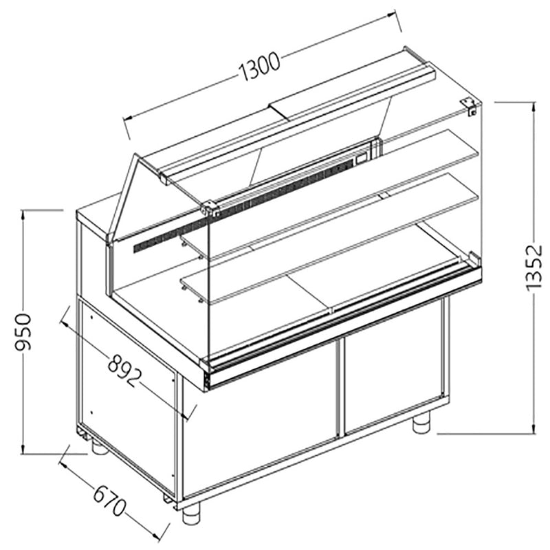 Diamond PA13X Display Counter Neutral X Bakery En & Gn, High Glass
