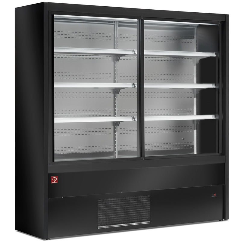 Diamond PD18/B5-R2C Ventilated refrigerated wall unit with glass sliding doors - BLACK