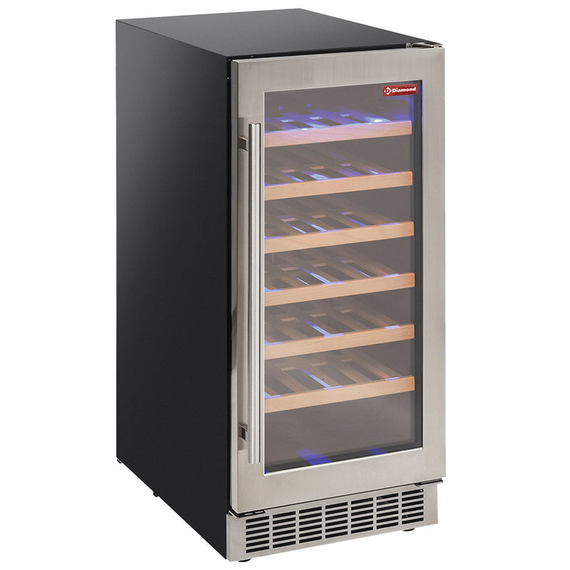 Diamond WCB/12-T1 Wine cabinet, ventilated, stainless steel door, 106 Lt., BLACK