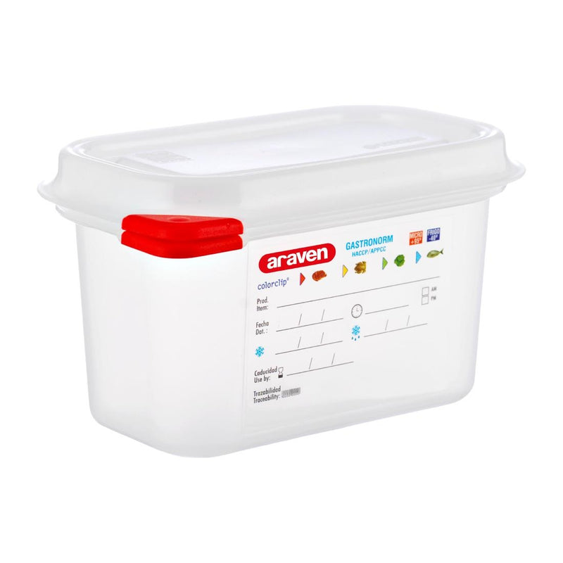Araven Polypropylene 1/9 Gastronorm Food Storage Container 1Ltr (4 Pack)