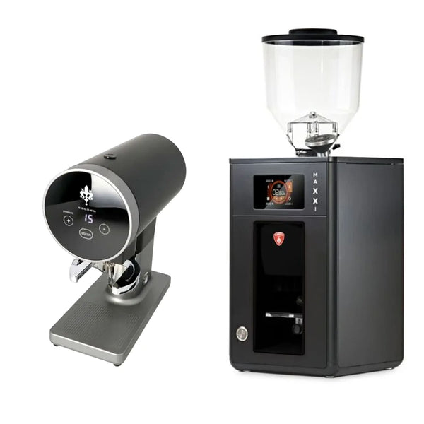 Eureka Grinder Package – Maxxi (85mm Burr) With Disko Auto Tamper (Black)