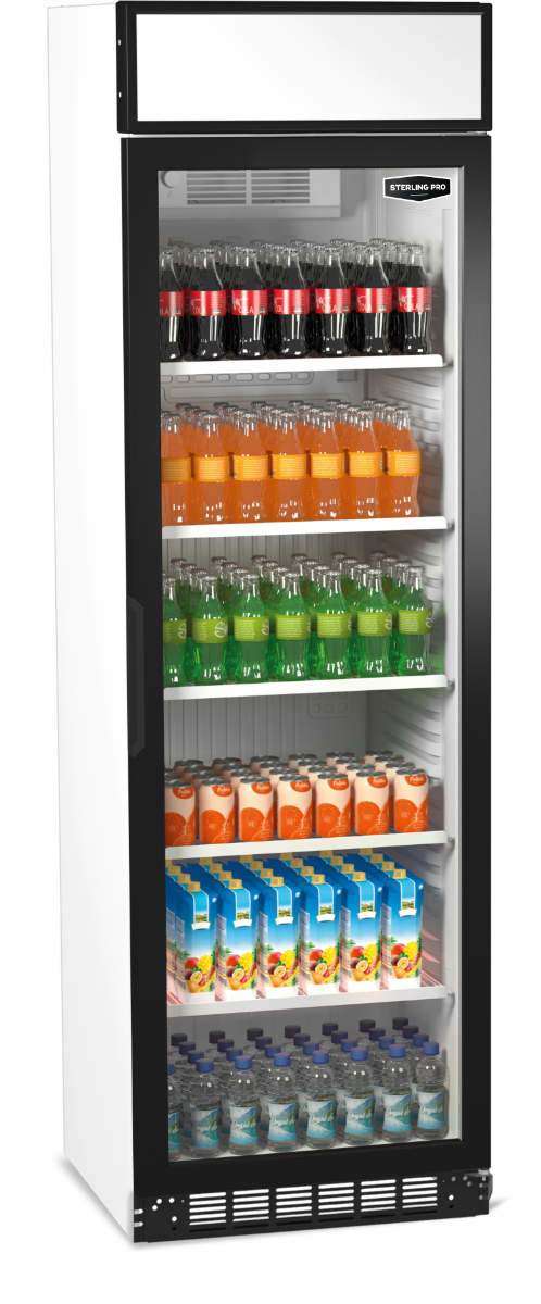 Sterling Pro Green SPG390C Upright Single Door Display Chiller with Canopy, 373 Litres