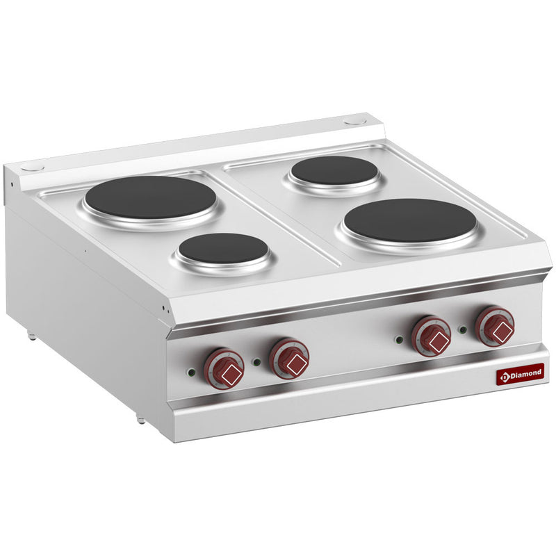 Diamond E7/4P7T-N 4 Rounded Hobs Countertop Electric Range Cooker, 8.2kW