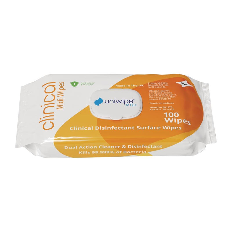 Uniwipe Clinical Disinfectant Midi-Wipes (100 Pack)