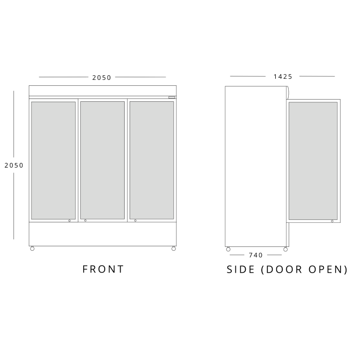 BLIZZARD Triple Hinged Glass Door Freezer Display Merchandiser