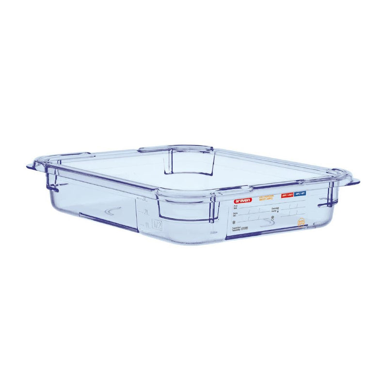 Araven ABS Food Storage Container Blue GN 1/2 65mm