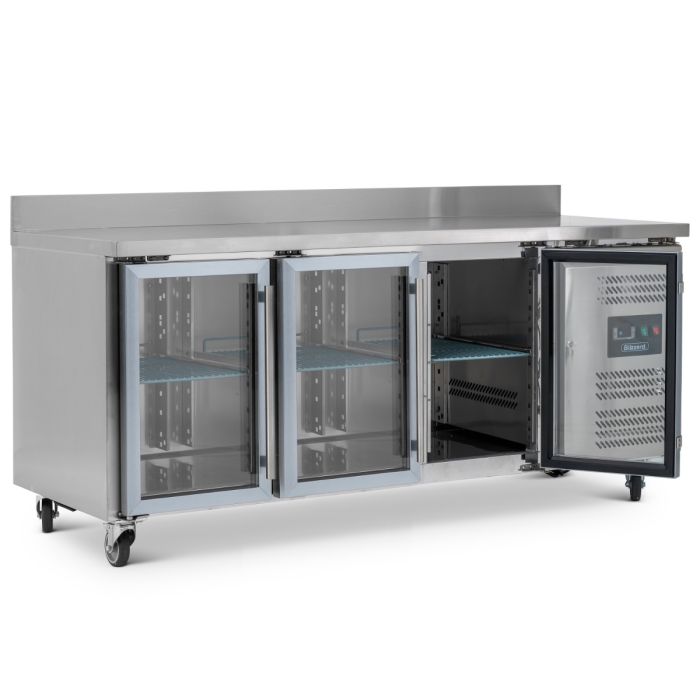 BLIZZARD Triple Hinged Glass Door Counter Refrigerator With Upstand