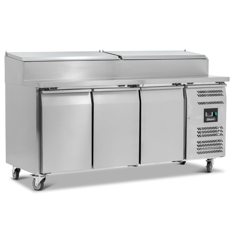 BLIZZARD Triple Door Refrigerated Prep Counter With Raised Collar