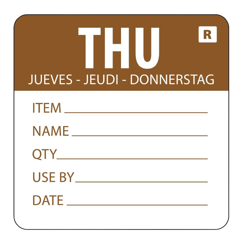 Hygiplas Removable Day of the Week Labels Thursday (500 Pack)