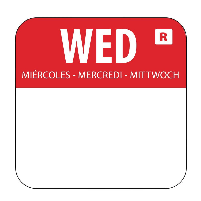 Hygiplas Removable Colour Coded Food Labels Wednesday (1000 Pack)