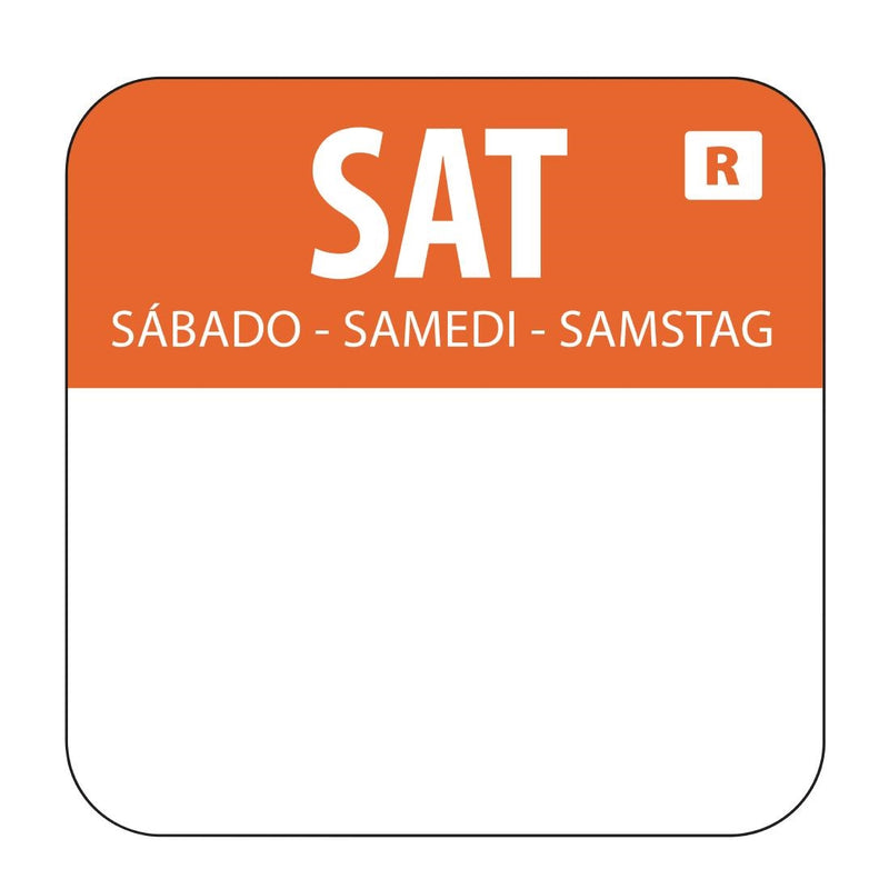 Hygiplas Removable Colour Coded Food Labels Saturday (1000 Pack)