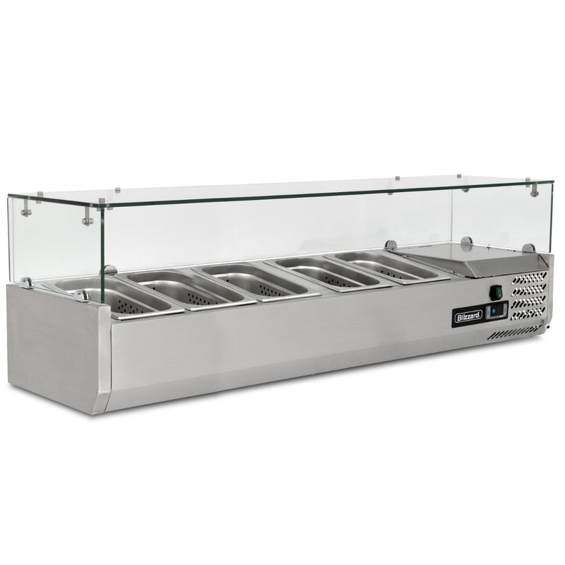 BLIZZARD 1.2m Glass Canopy 1/4 Gastronorm Prep Top